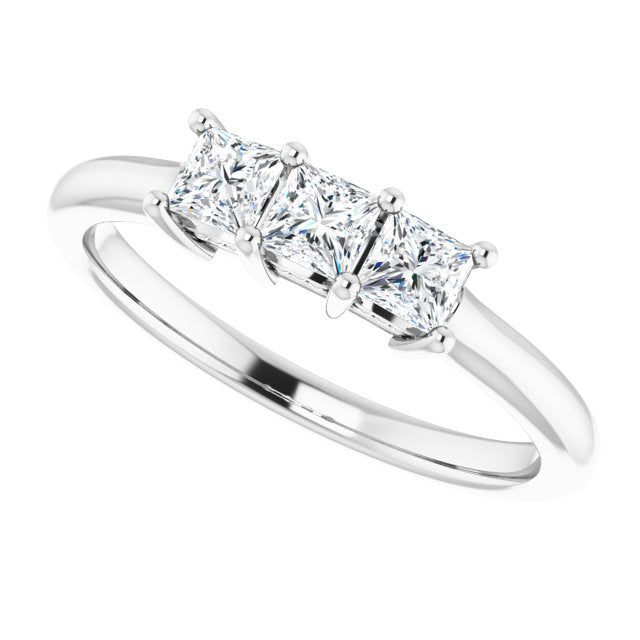 0.54 ct. Princess Cut Diamond 3 Stone Wedding Band-VIRABYANI